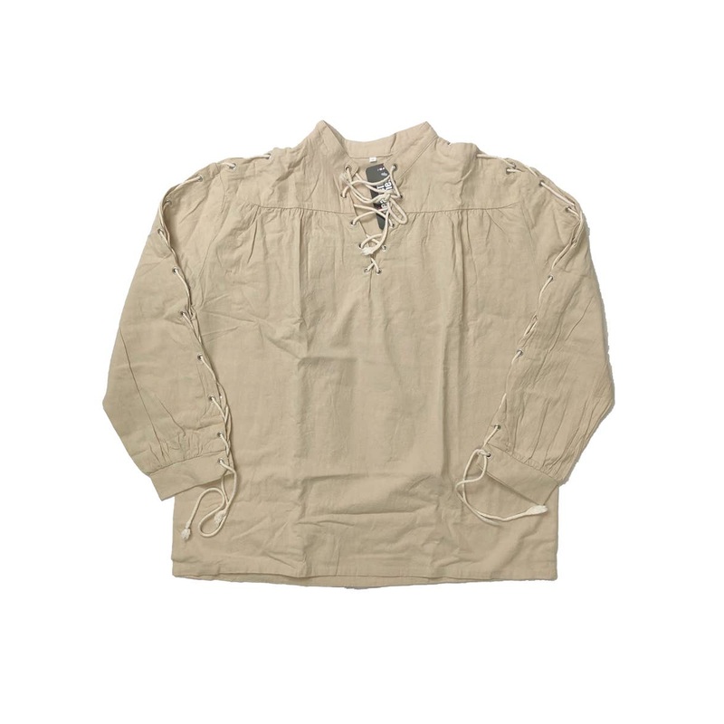 Medieval Light Beige Lace Up Mens Shirt – Size Small