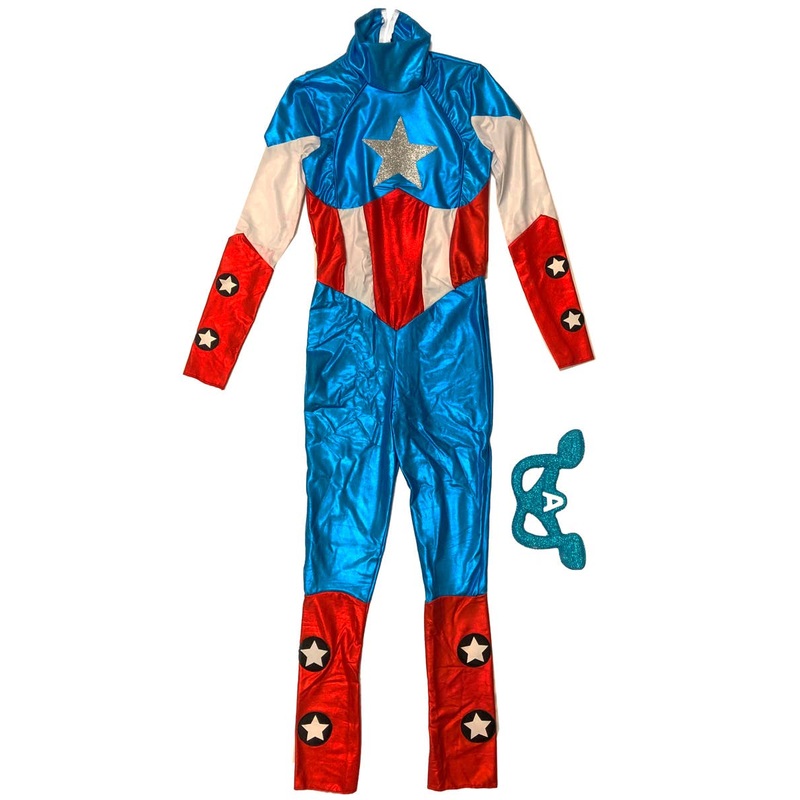 Metallic American Dream Superhero Womens Costume Jumpsuit – Size X-Small