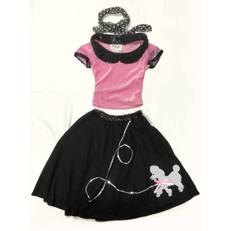 Pink and Black Sock Hop Girls 50s Costume – Size XSmall