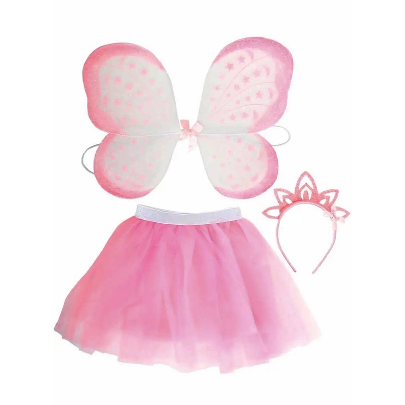 Pink Fairy Wings and Tutu Girls Costume Set – One Size
