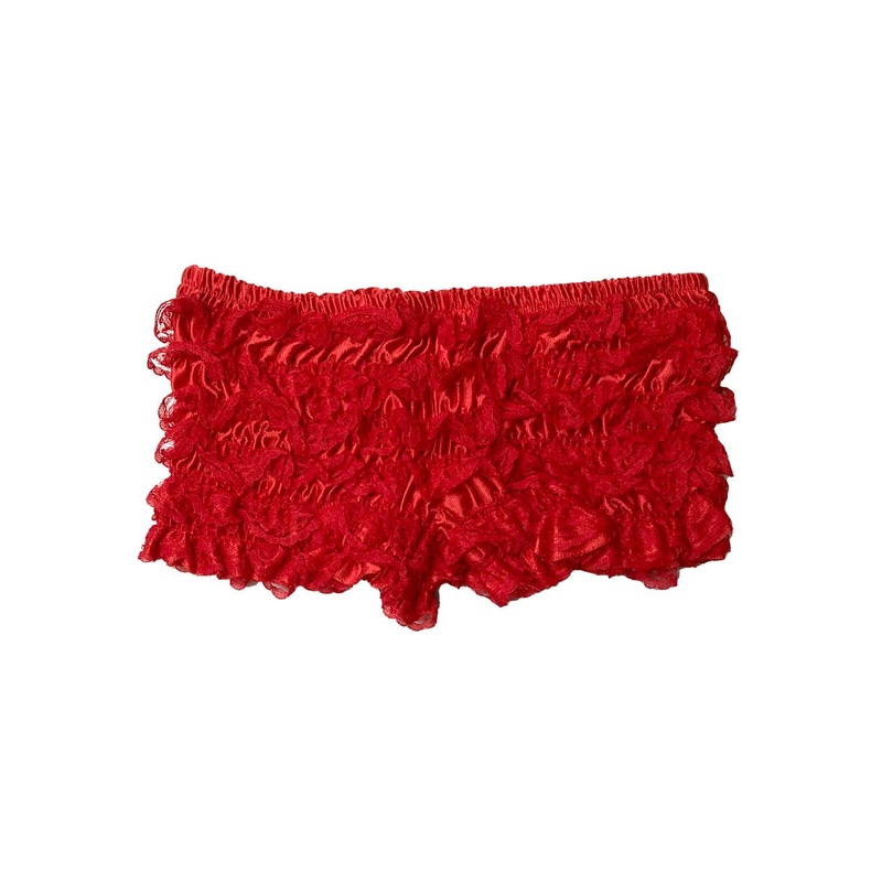 Red Lace Ruffled Womens Booty Shorts – One Size