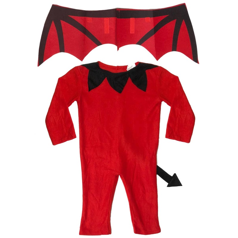 Toddler Boys Red Devil Jumpsuit and Wings Costume – Size Large
