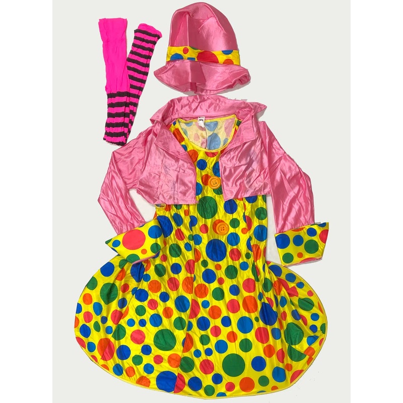 Yellow Polka Dot Clown Womens Costume – Plus Size XLarge