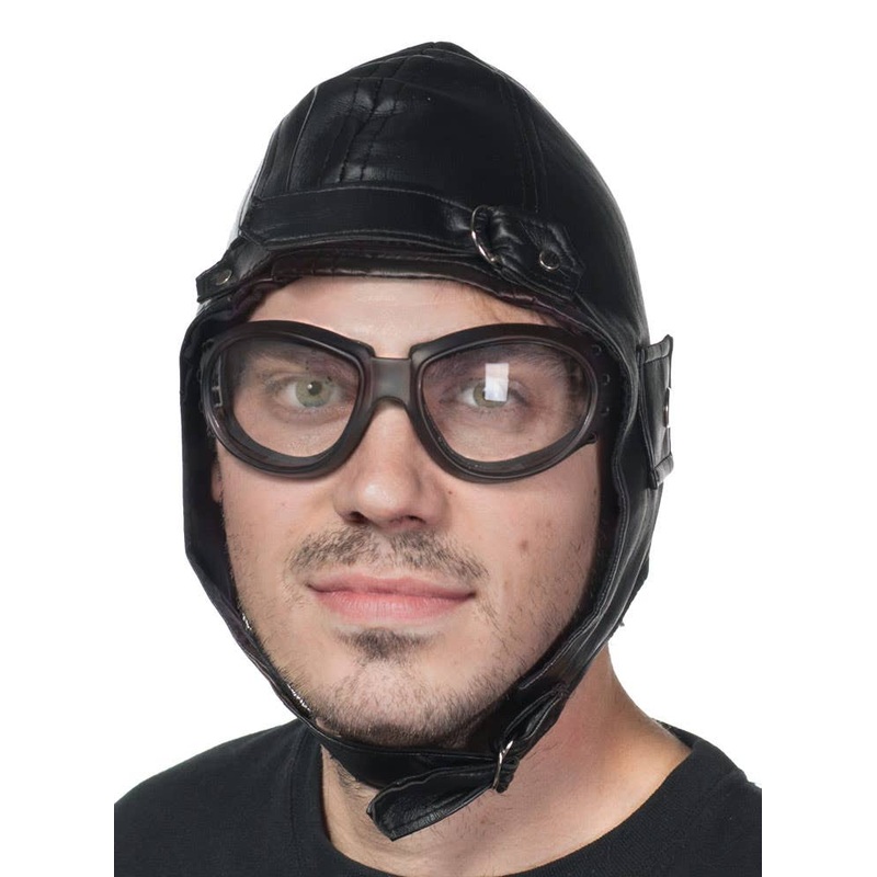 Aviator Black Vinyl Costume Hat