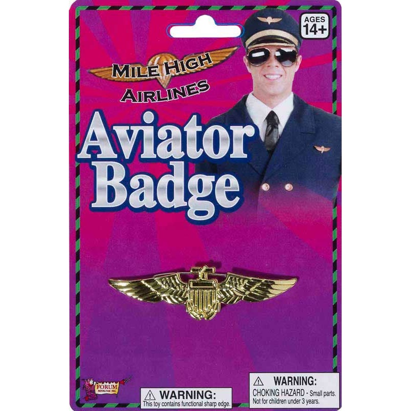 Aviator Gold Flight Captain Costume Badge