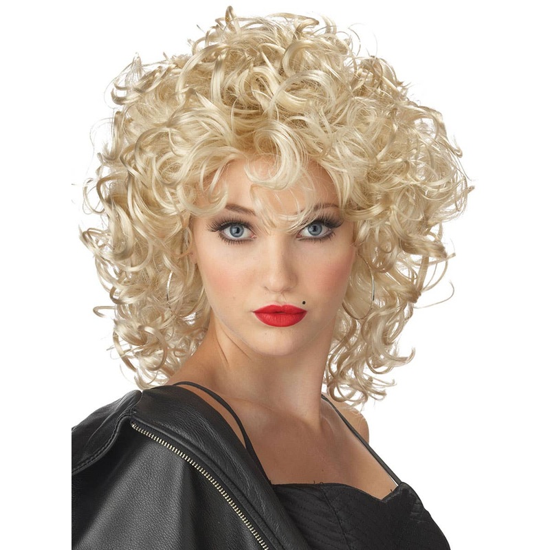 Bad Girl Sandra Dee Womens Curly Blonde Wig