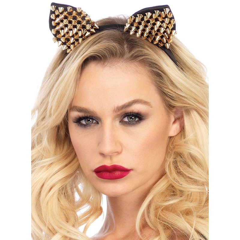 Bad Kitty Gold Studded Cat Costume Ears