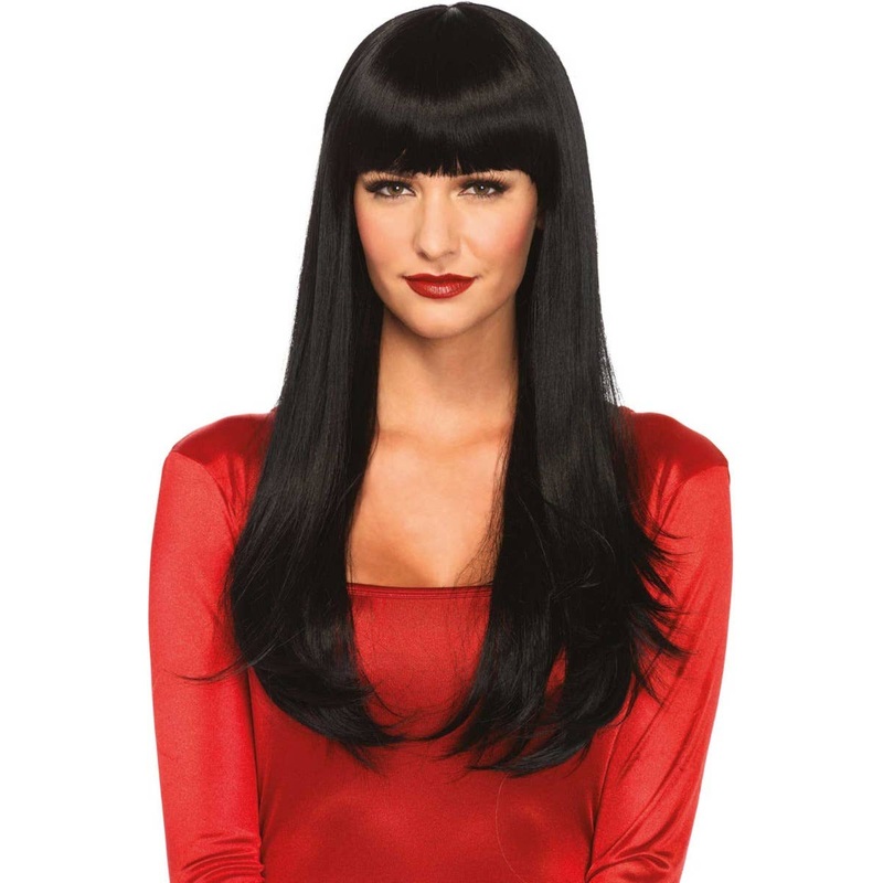 Bangin’ Black Long Straight Womens Costume Wig