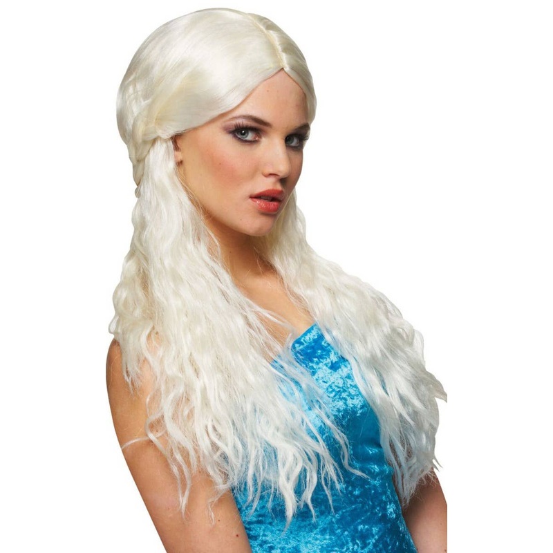 Barbarian Bride Womens Long Platinum Blonde Wig
