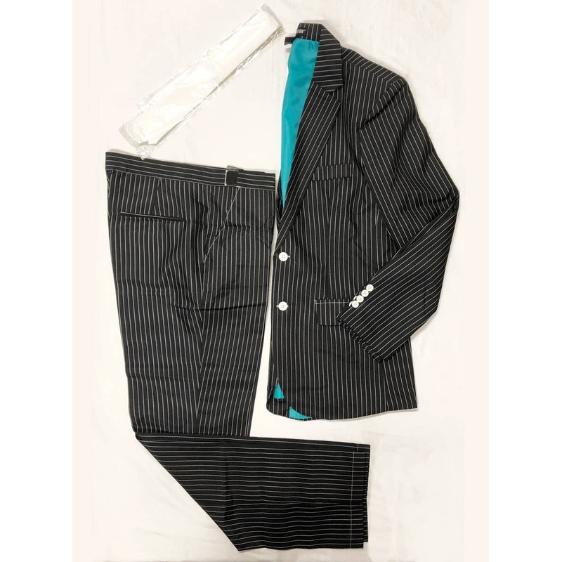 Black and White Pinstriped Gangster Suit Mens Costume – Size Medium
