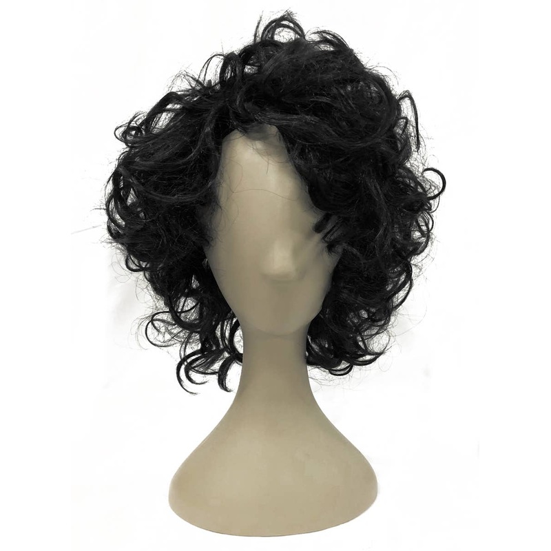 Black Curly Rock God Mens Costume Wig