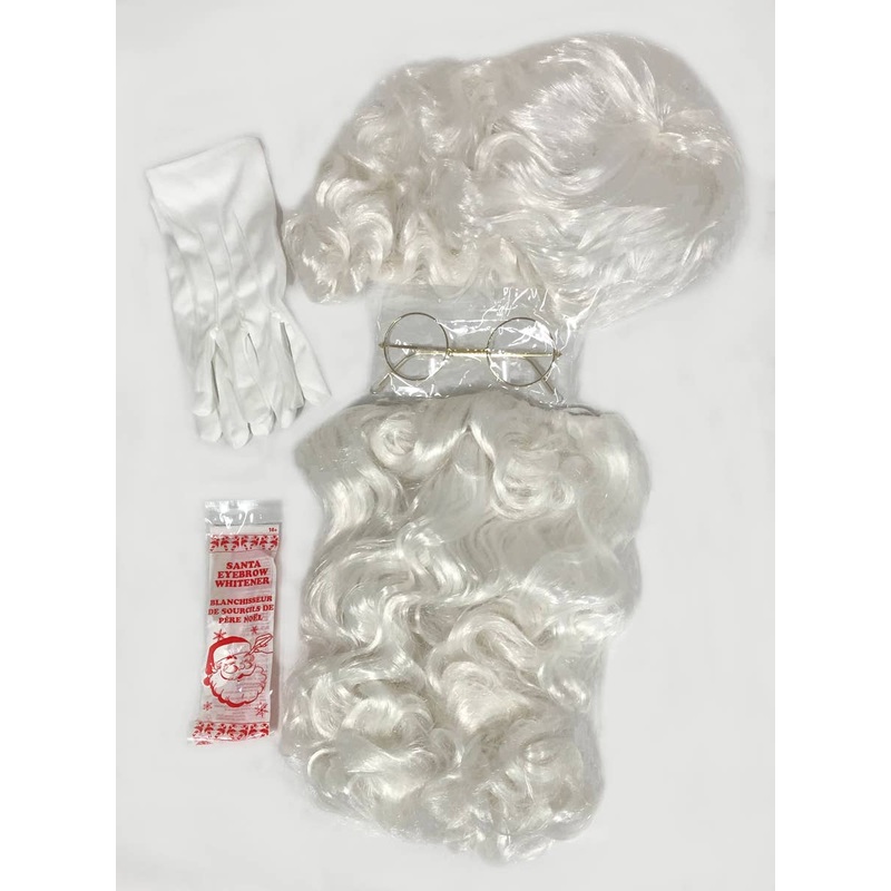Deluxe Santa Accessory Set  With Wig Beard Glasses Gloves and Eyebrow Crayon