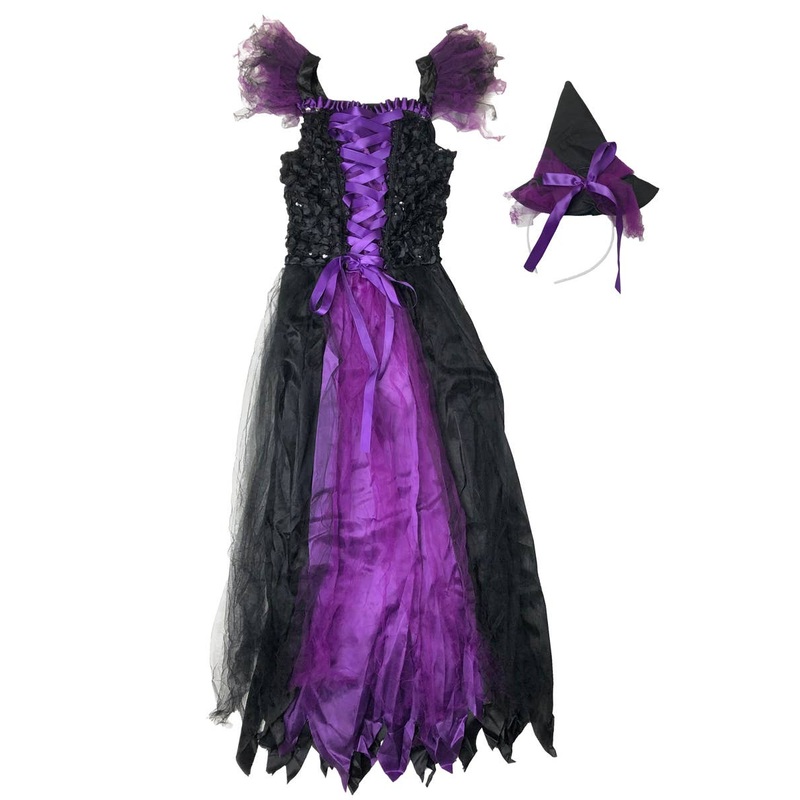 Long Fancy Witch Girls Costume – Size Large