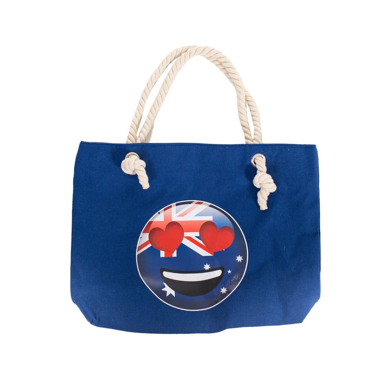 Australia Day Blue Emoji Face Beach Bag