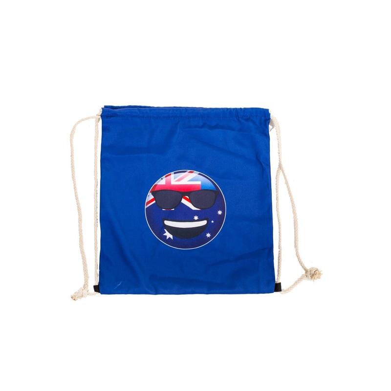 Australia Day Cool Emoji Blue Drawstring Bag