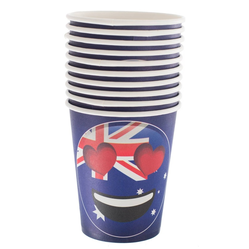 Australia Day Heart Eye Emoji Party Cups – 10 Pack