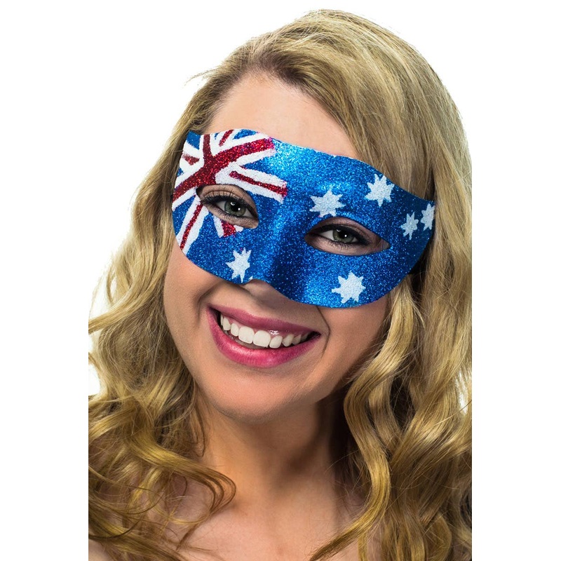 Australian Flag Glitter Masquerade Mask