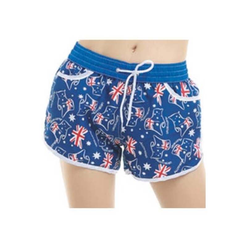 Australian Flag Print Womens Australia Day Boardshorts Medium