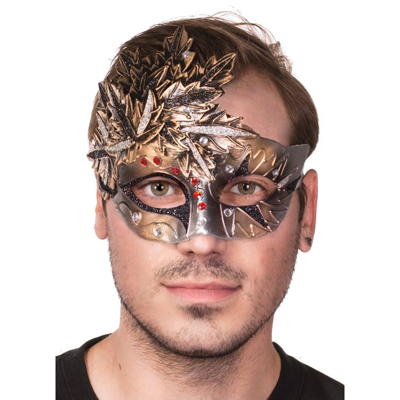 Autumn Leaf Bronze and Black Venetian Masquerade Mask
