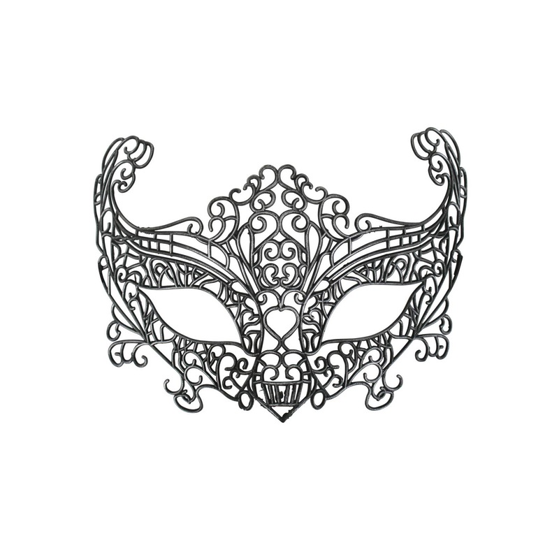 Ava Lace Cut Out Charcoal Plastic Masquerade Mask