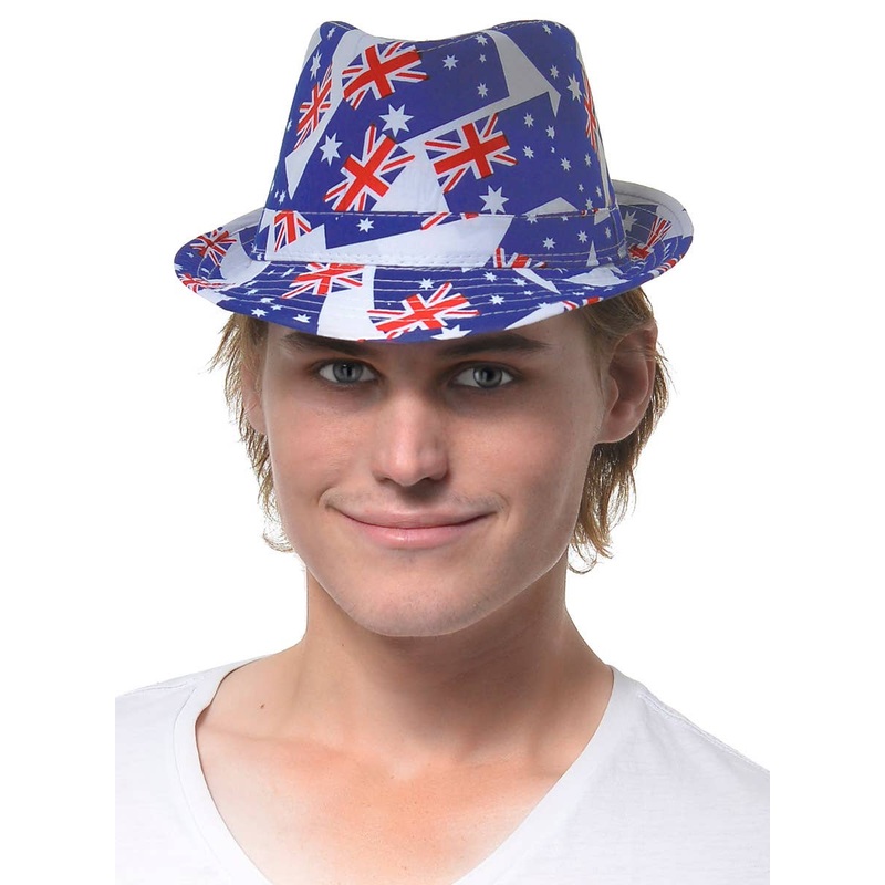 Light Blue Australian Flag Fedora Hat