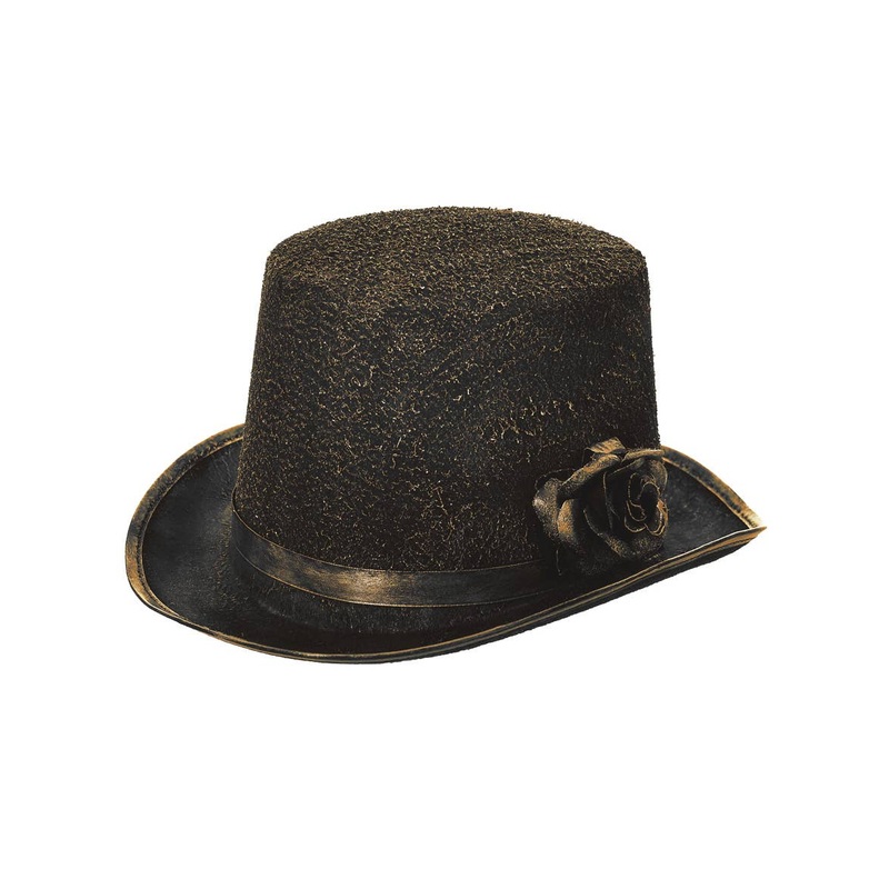 Antique Black and Gold Halloween Top Hat