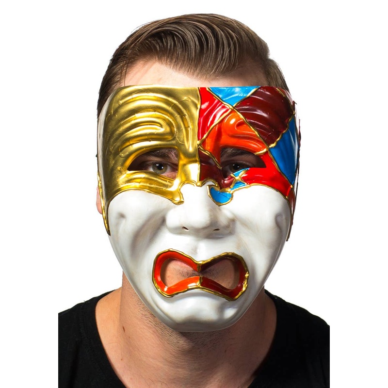 Antique Cream Full Face Tragedy Masquerade Mask