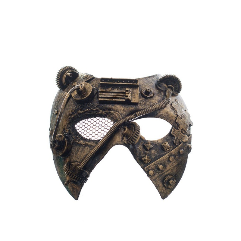 Antique Gold Mesh Eye Mens Masquerade Mask