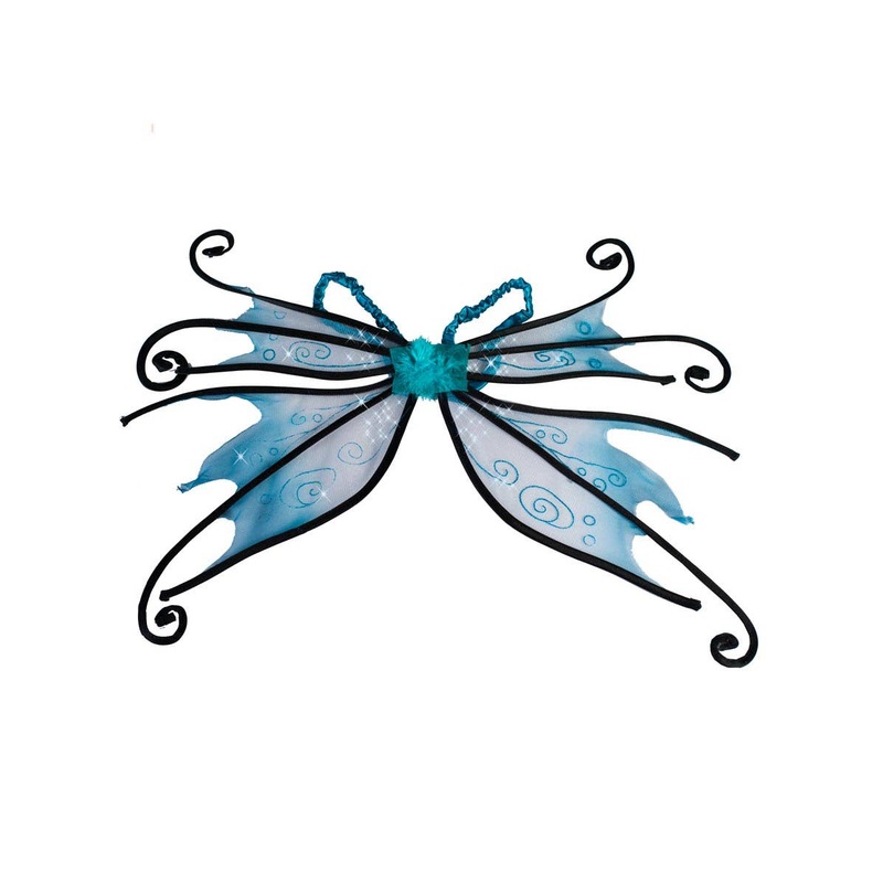 Aqua and Black Curly Fairy Wings