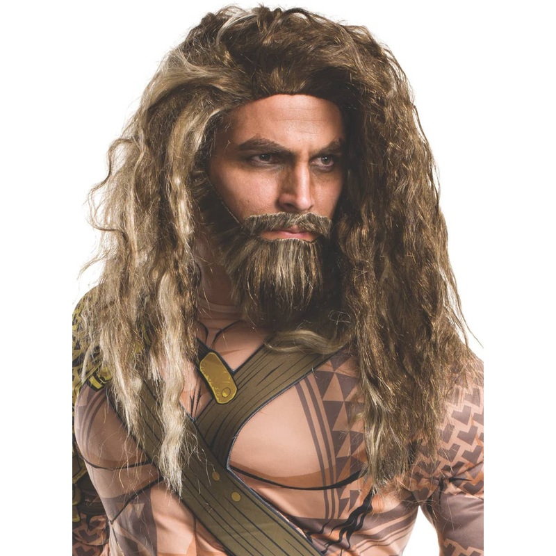 Aquaman Mens Brown Costume Wig and Beard Set