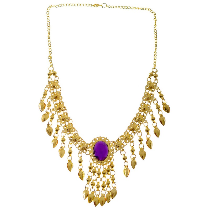 Arabian Desert Princess Gold and Purple Gem Necklace