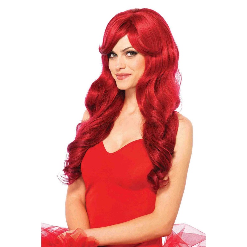 Ariel Long Wavy Womens Red Wig