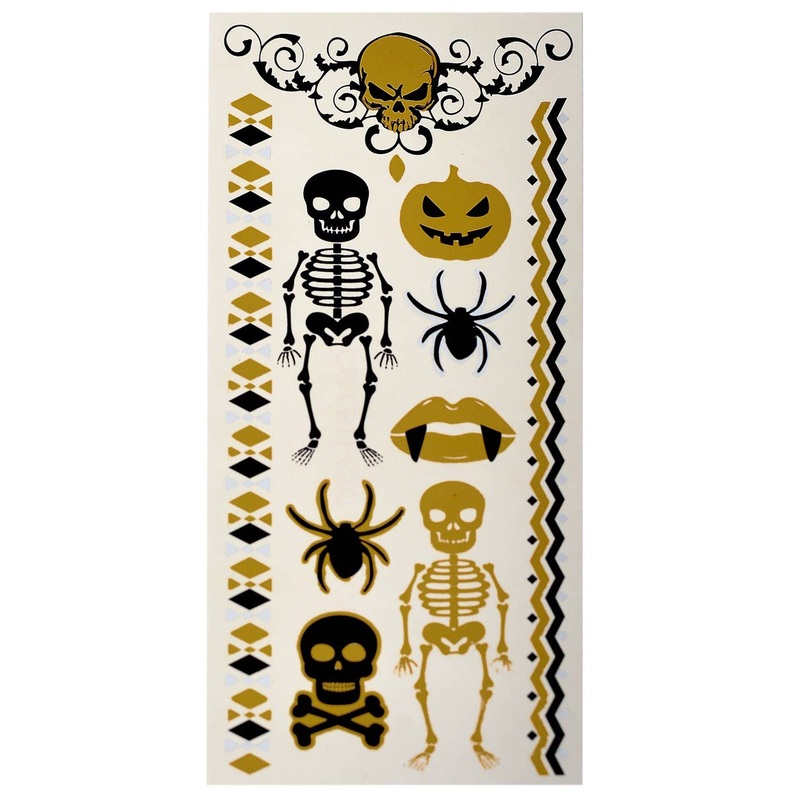 Assorted Black and Gold Temporary Halloween Tattoos