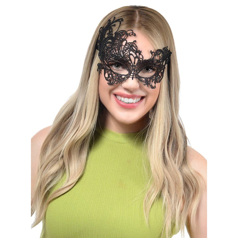 Asymmetrical Black Lace Masquerade Mask
