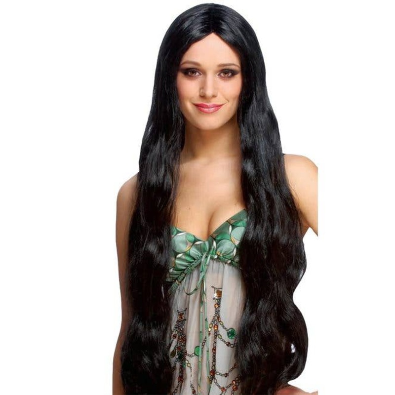 Extra Long Womens Atlantis Black Costume Wig