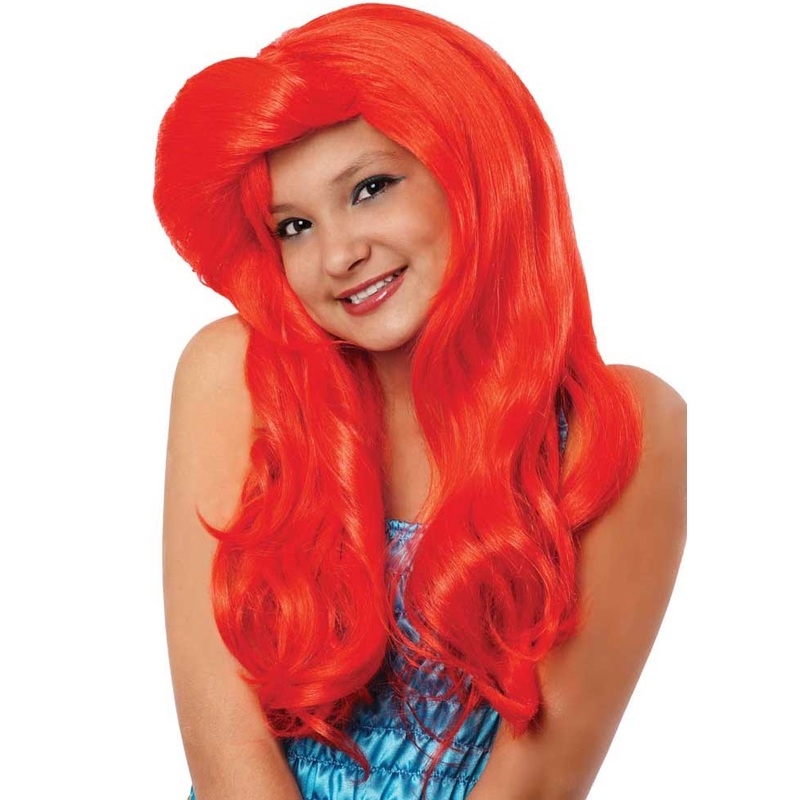 Girls Red Mermaid Costume Wig