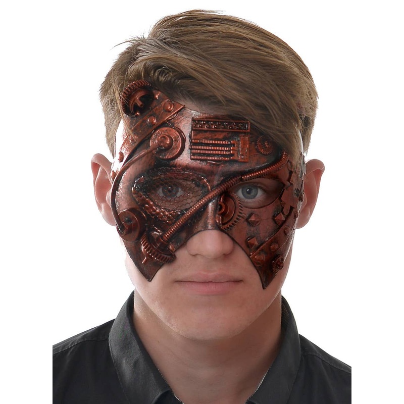 Mesh Eye Antique Red Steampunk Mens Masquerade Mask