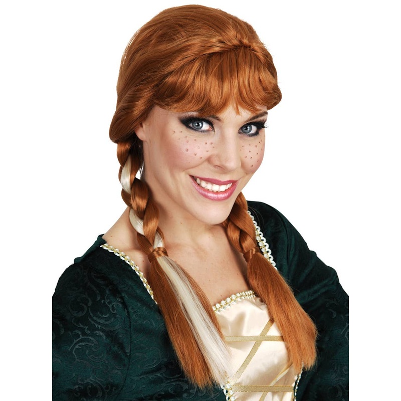 Princess Anna Womens Auburn Plaited Costume Wig