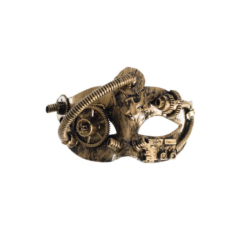 Rustic Gold Mens Steampunk One Eye Masquerade Mask