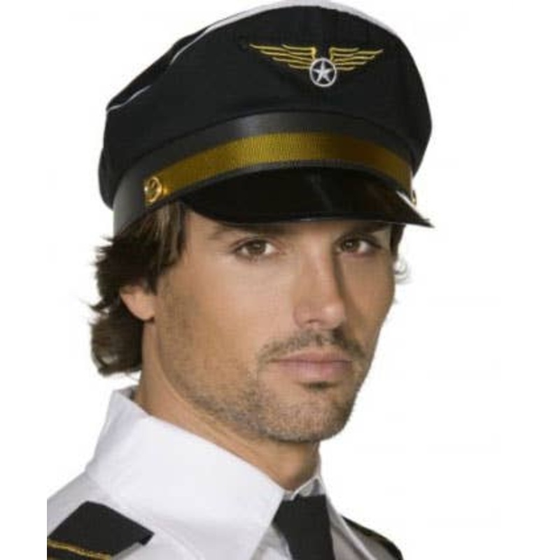 Airplane Captain Black and Gold Pilot Costume Hat