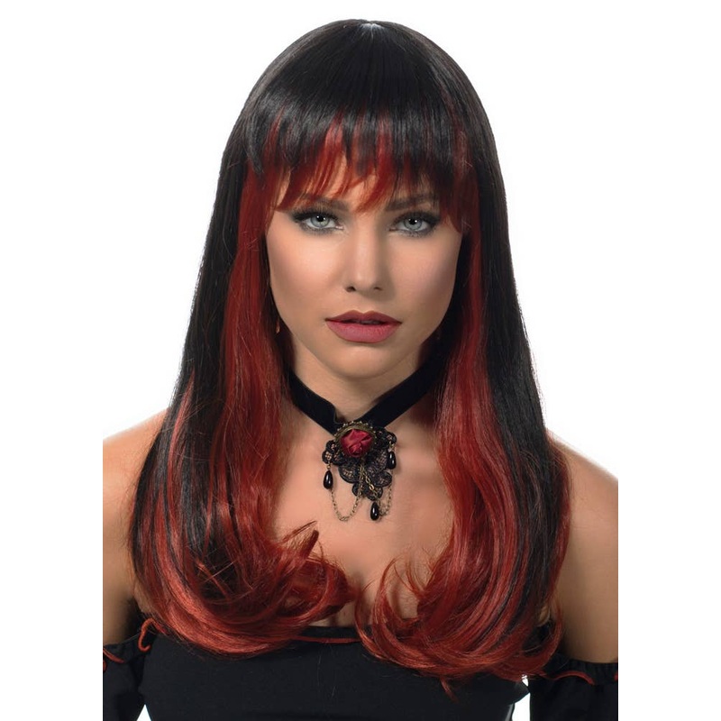 Alluring Lillyana Deluxe Red and Black Halloween Wig