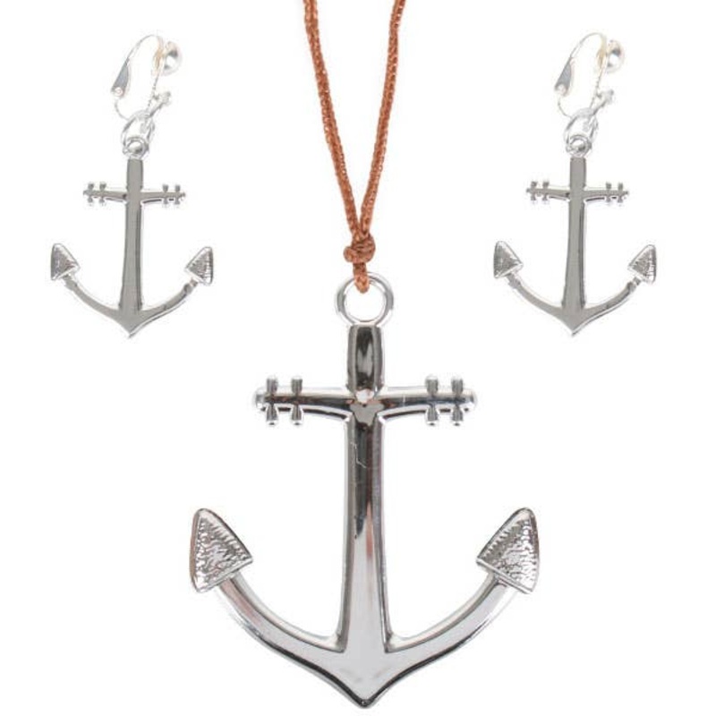 Anchor Necklace and Earrings Jewellery Set