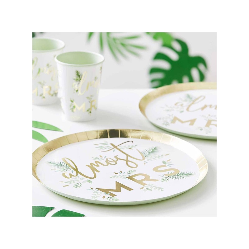 Botanical Bride 8 Pack Almost Mrs Paper Plates