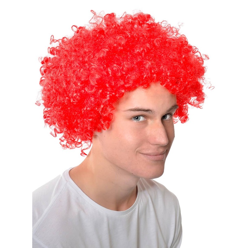 Curly Bright Red Adults Clown Costume Wig