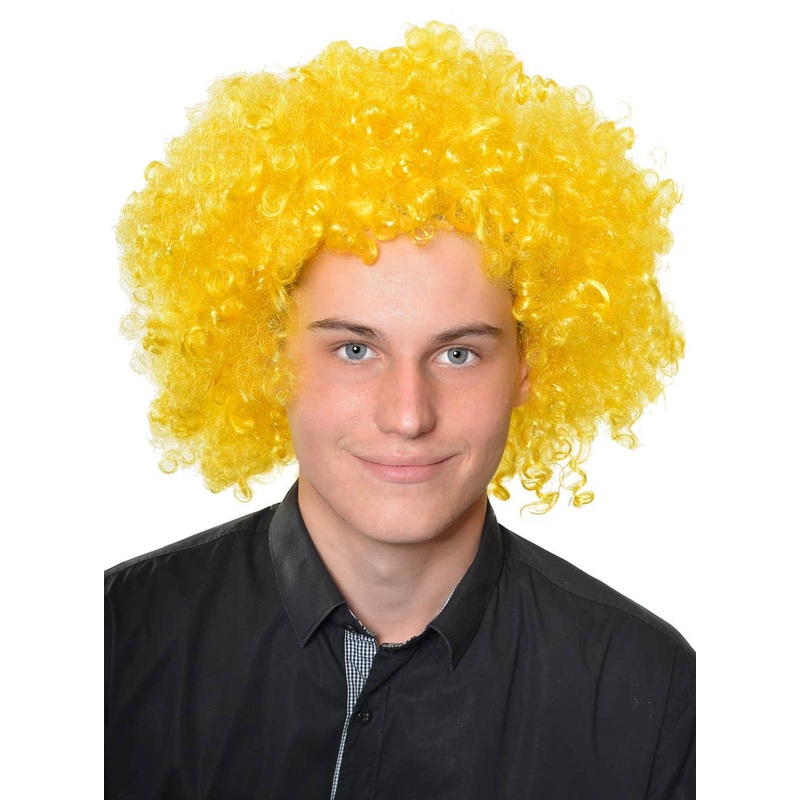 Curly Bright Yellow Adults Afro Costume Wig