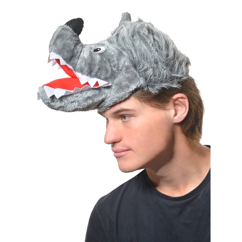 Big Bad Wolf Grey Plush Novelty Animal Hat