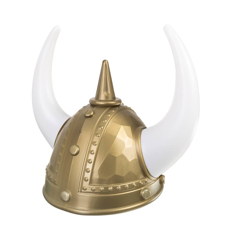 Classic Gold Viking Helmet with White Horns