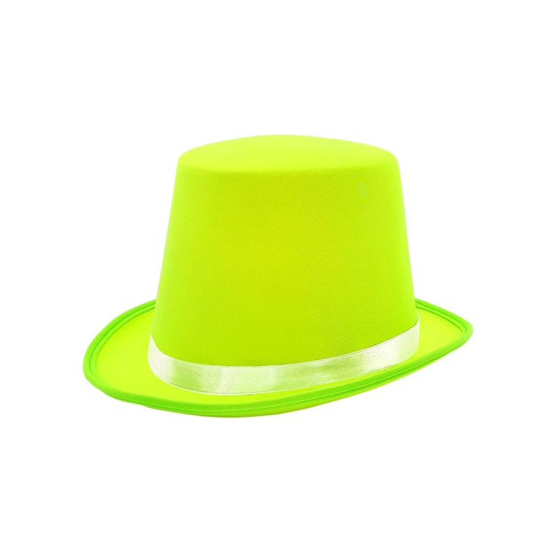 Classic Neon Green Tall Top Hat for Adults