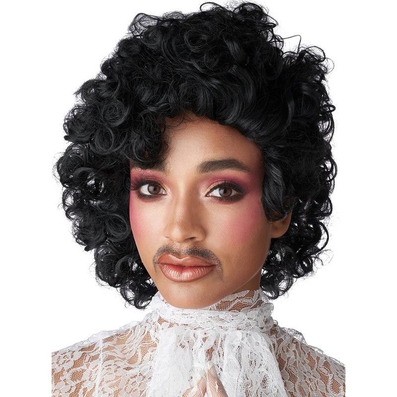 Pop Star Prince Curly Black 1980s Adults Costume Wig