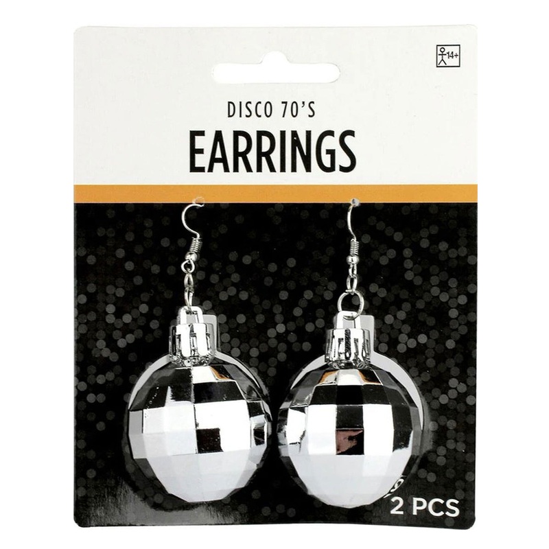70s Shiny Disco Ball Costume Earrings